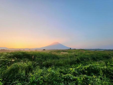 朝焼けの雄大な富士山 朝焼けの雄大な富士山の写真