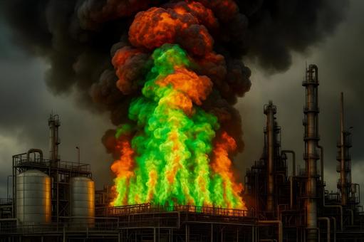 化学プラント爆発火災 化学プラント爆発火災の写真