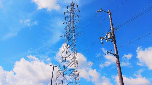 高圧線鉄塔 高圧線鉄塔 高圧線,鉄塔,電線の写真素材