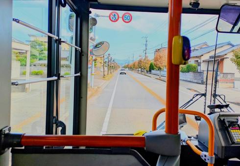 バスの車窓（横位置） バス,車窓,乗り物の写真素材