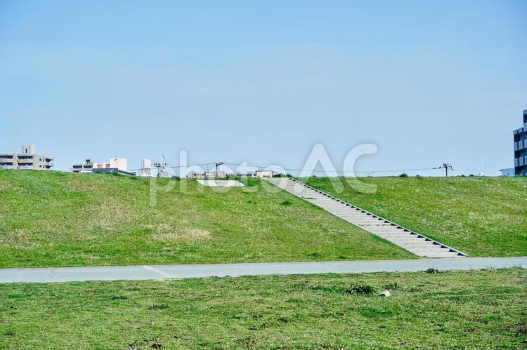 淀川沿いの河川敷 淀川,景色,観光の写真素材