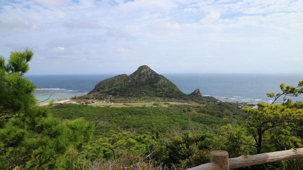 緑豊かな岬と青い海 沖縄,風景,自然の写真素材