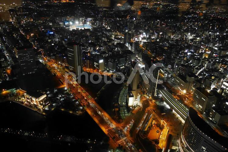 横浜ランドマークタワーからの夜景 おしゃれ,みなとみらい,オシャレの写真素材