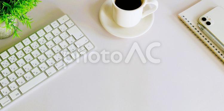 コーヒータイム　バナー素材 コーヒータイム,バナー素材,コピースペースの写真素材