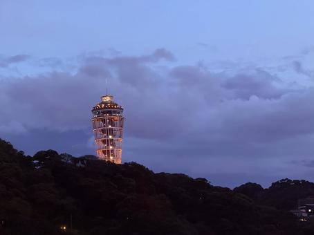 江ノ島シーキャンドル 空,鉄塔,景色の写真素材