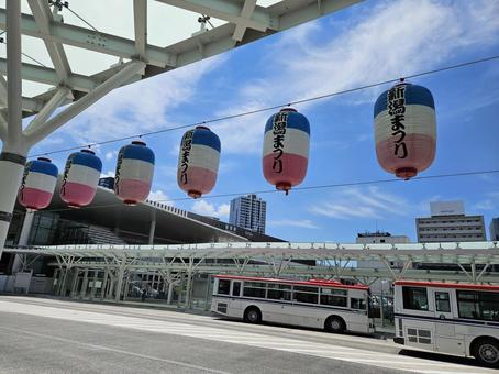 Photo, niigata festival, lantern, station, 