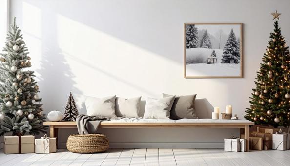 クリスマスデコレーションのシンプルな部屋 クリスマスデコレーションのシンプルな部屋の写真