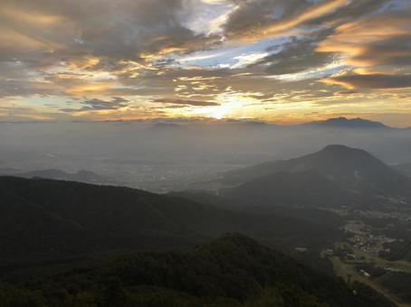 空と夕焼け 空と夕焼けの写真