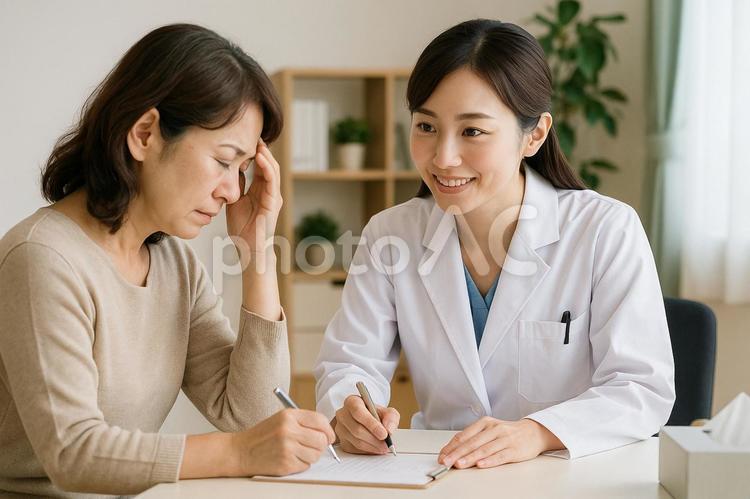 女性医師健康相談風景 医師,健康相談,女性医師の写真素材