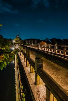 【石川】夜のひがし茶屋街と浅野川 浅野川,ひがし茶屋街,石川の写真素材