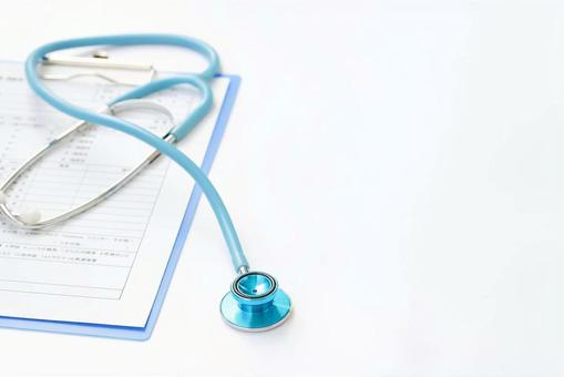 Hospital reception questionnaire Light blue stethoscope, JPG Hospital reception questionnaire Light blue stethoscope, medical checkup, hospital, inquiry, JPG