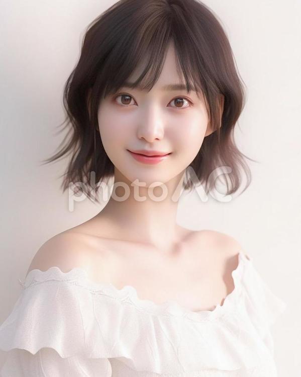 ナチュラルな美しさと柔らかい微笑みの女性 柔らかい微笑み,美しい女性,笑顔の写真素材