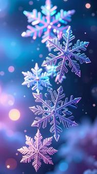 紫にライトアップ ホログラムな雪の結晶 紫にライトアップ ホログラムな雪の結晶の写真