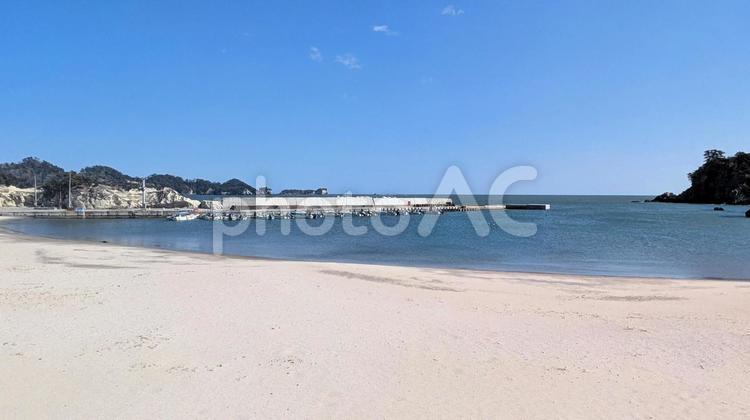 奥松島の風景(宮城県) 海,ビーチ,漁船の写真素材