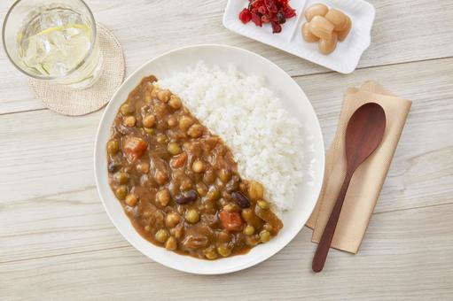 豆カレー 豆カレー 豆カレー,カレーライス,真俯瞰の写真素材