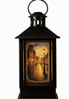 ヨーロッパ街並みを描いた絵画のランタンの写真