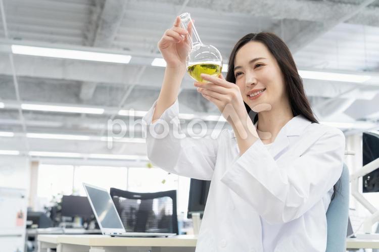 実験をする白衣の若い女性研究者 研究,サイエンス,実験の写真素材