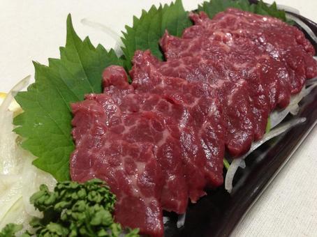 サシの入った赤身肉の馬刺し（馬肉・桜肉 馬肉,サシ,バラ肉の写真素材