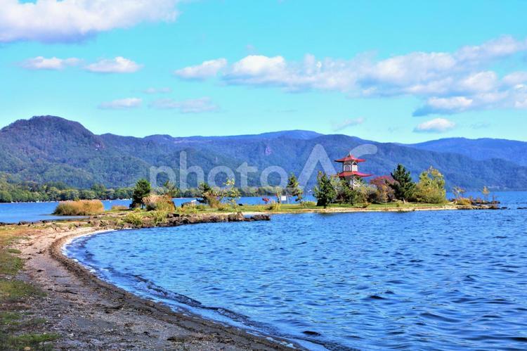 北海道　洞爺湖　浮見堂 北海道,とうやこ,御堂の写真素材