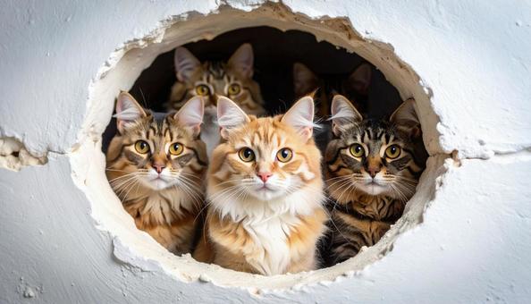 壁から猫 壁から猫の写真
