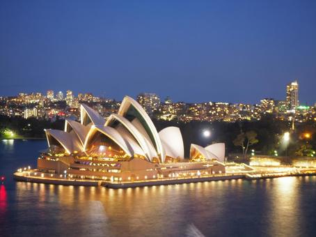 夜のオペラハウス オーストラリア,オセアニア,夜景の写真素材