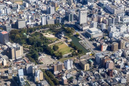 富山城付近を空撮 空撮,富山城,富山城址公園の写真素材