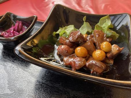 鳥もつ煮の小鉢料理 鳥もつ煮の小鉢料理 鳥もつ煮,郷土料理,山梨名物の写真素材