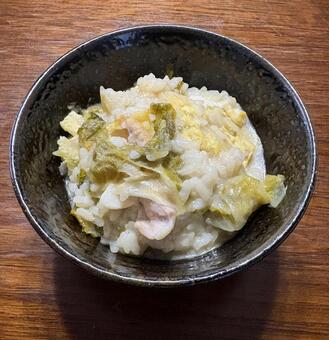 こまち新米の豆乳みそ鍋のおじやの茶碗飯 茶碗飯,朝食,あきたこまちの写真素材