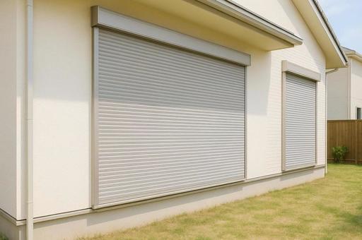 シャッターを下ろした窓の写真