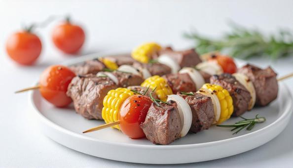 おいしそうなバーベキューの串 おいしそうなバーベキューの串の写真