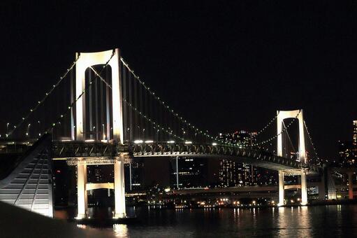 お台場のレインボーブリッジの夜景　２ レインボーブリッジ,夜景,お台場の写真素材