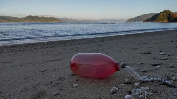 漂着したレッドカラーのブイ 漂着したレッドカラーのブイの写真