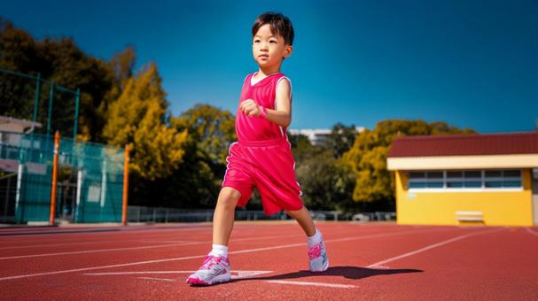 陸上競技を楽しむ少年6 陸上競技を楽しむ少年6の写真
