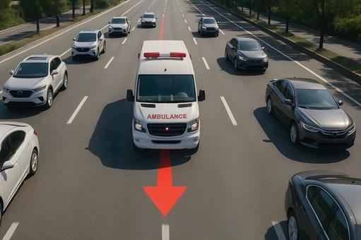救急車優先走行の写真