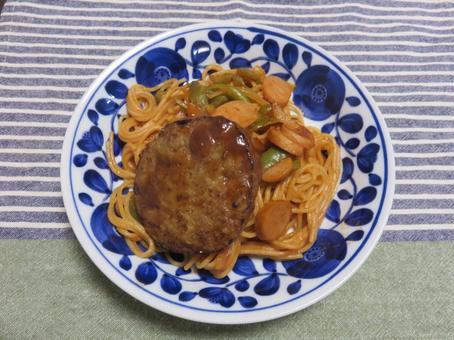 ナポリタンハンバーグ ナポリタンハンバーグ ナポリタン,ハンバーグ,スパゲティの写真素材