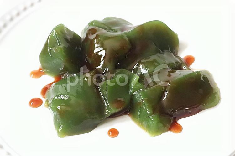 抹茶ゼリー　あんこのソース 抹茶,ゼリー,夏のお菓子の写真素材