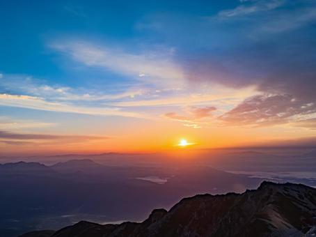 山頂からのご来光 山頂からのご来光の写真