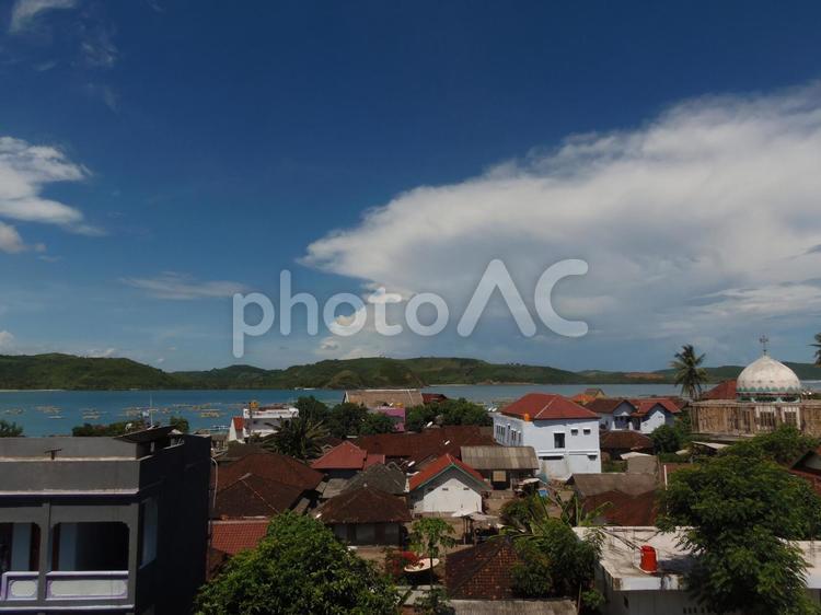 インドネシアの小さな村の町並み 景観,晴天,眺めの写真素材