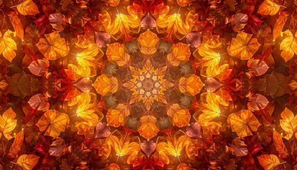 紅葉の万華鏡パターン 背景テクスチャ 紅葉の万華鏡パターン 背景テクスチャの写真