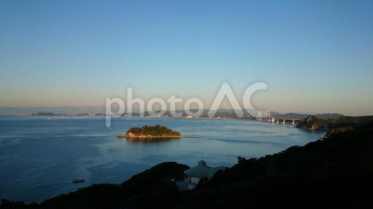 淡路島から望む晴天の鳴門海峡の景色01 瀬戸内海,淡路島,海の写真素材