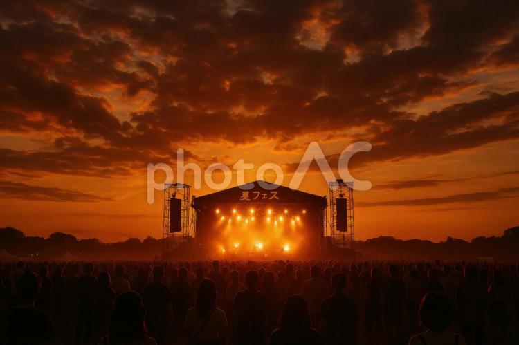 夕暮れのフェス会場 フェス,夏,音楽の写真素材