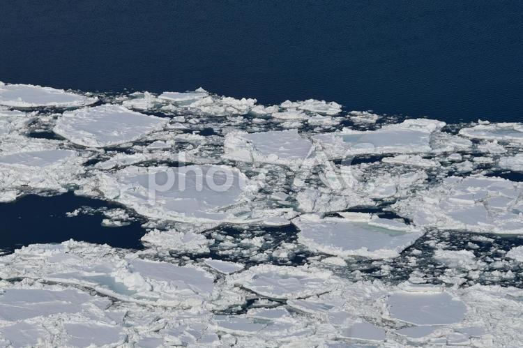 フレペの滝から見える流氷part２ 雪,海,流氷の写真素材