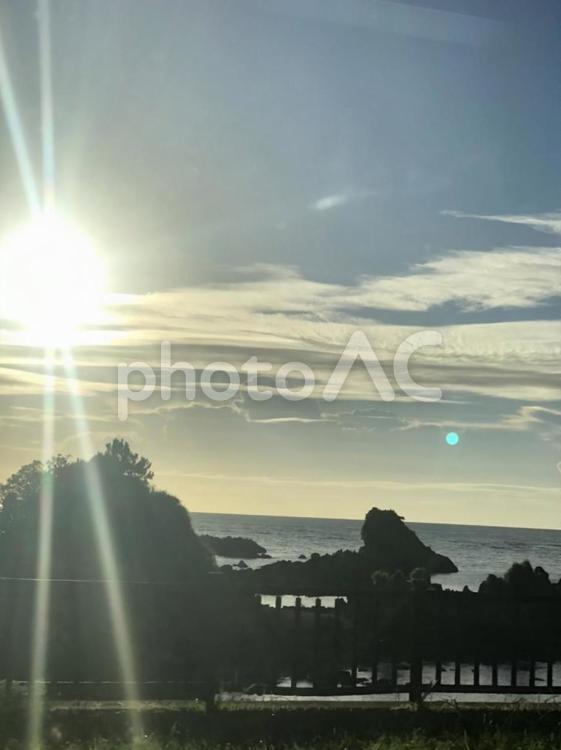沖縄の海と夕日 自然,空,夕日の写真素材