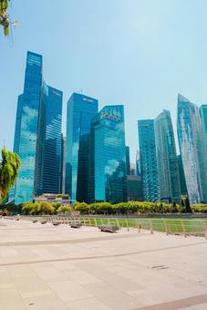 【シンガポール】金融街の街並み シンガポール,ホテル,海の写真素材