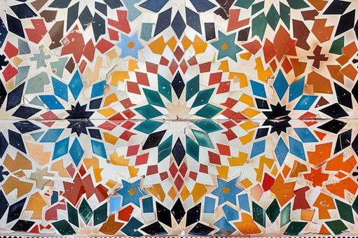 カラフルな幾何学モザイク柄の写真