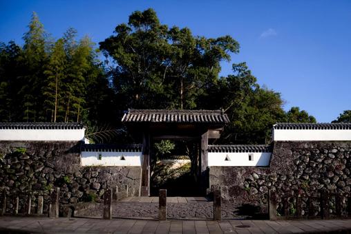 ＜五島の風景素材＞石田城跡の堀と城壁 城,城壁,城門の写真素材