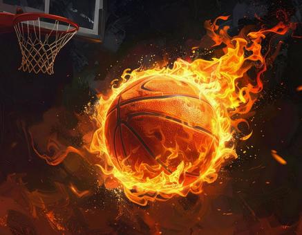 炎をまとったバスケットボールのイメージの写真