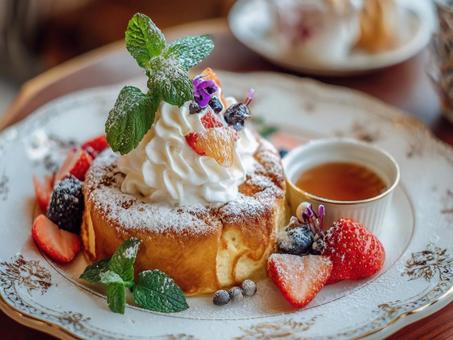 いちごのパンケーキ いちごのパンケーキの写真