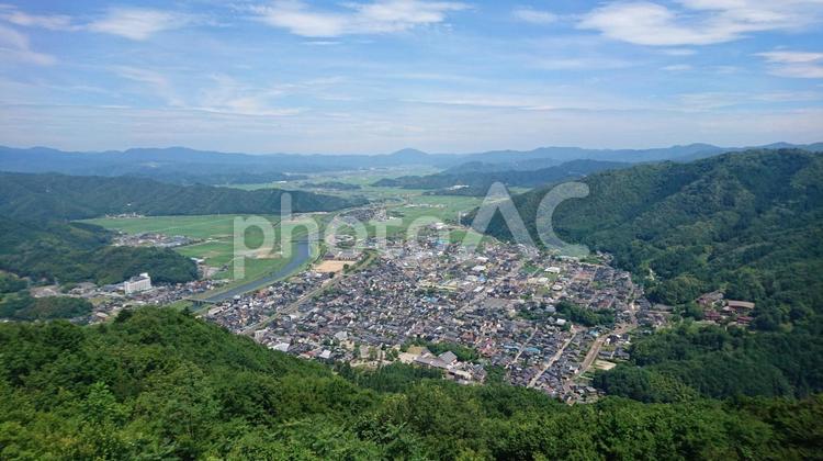 有子山城跡から眺める出石城下町 絶景スポット,風景,出石の写真素材