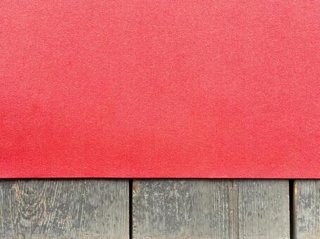 赤いフェルトと古木の和風テクスチャ背景 赤,フェルト,布の写真素材